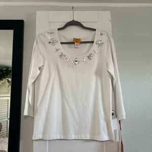 Ruby Rd. Cream Blouse with Silver Accents